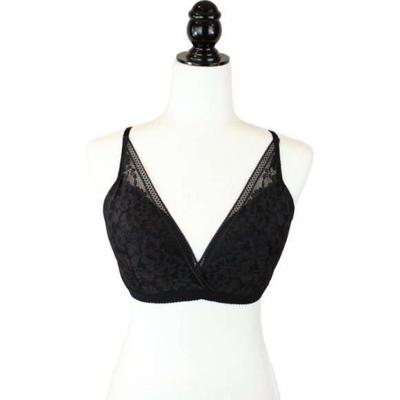 Knix Wireless Bra Black XXL Lace Cross Front Adjustable Straps Lined Cups B134 - Picture 2 of 11